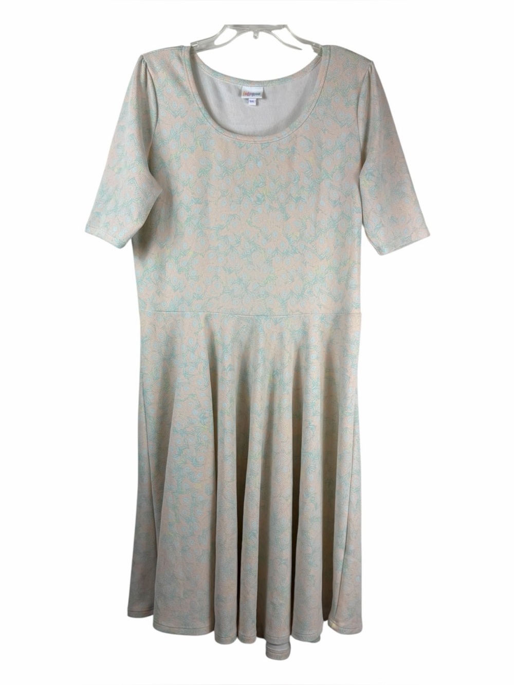 LuLaRoe NICOLE Dress Fit & Flare Peach Turquoise Womens Size 3XL
